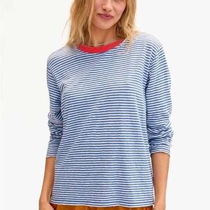 Clare V Striped Linen Long Sleeve Tee